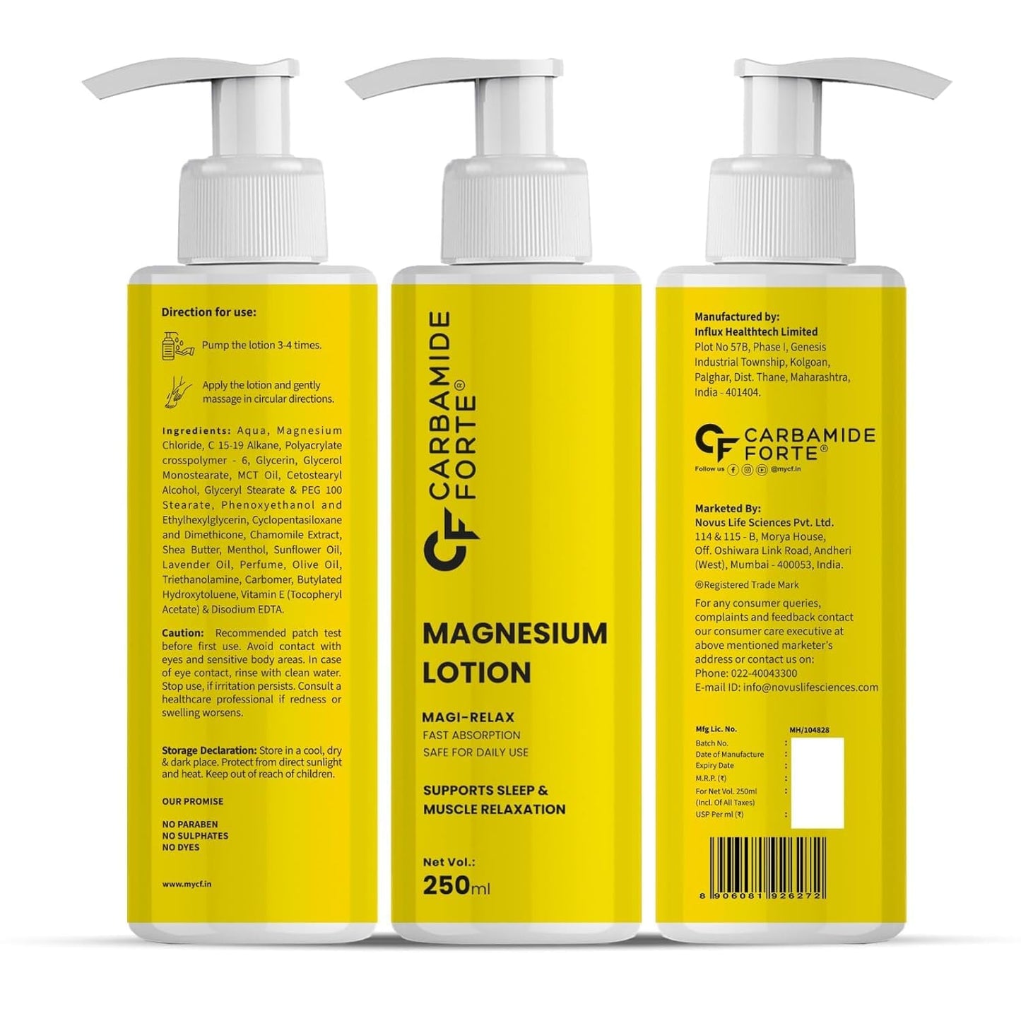 Carbamide Forte Magnesium Oil Lotion | Magnesium Lotion for Feet, Sleep Support, Muscle Recovery & Pain Relief | Magnesium Lotion for Sleep | 250ml
