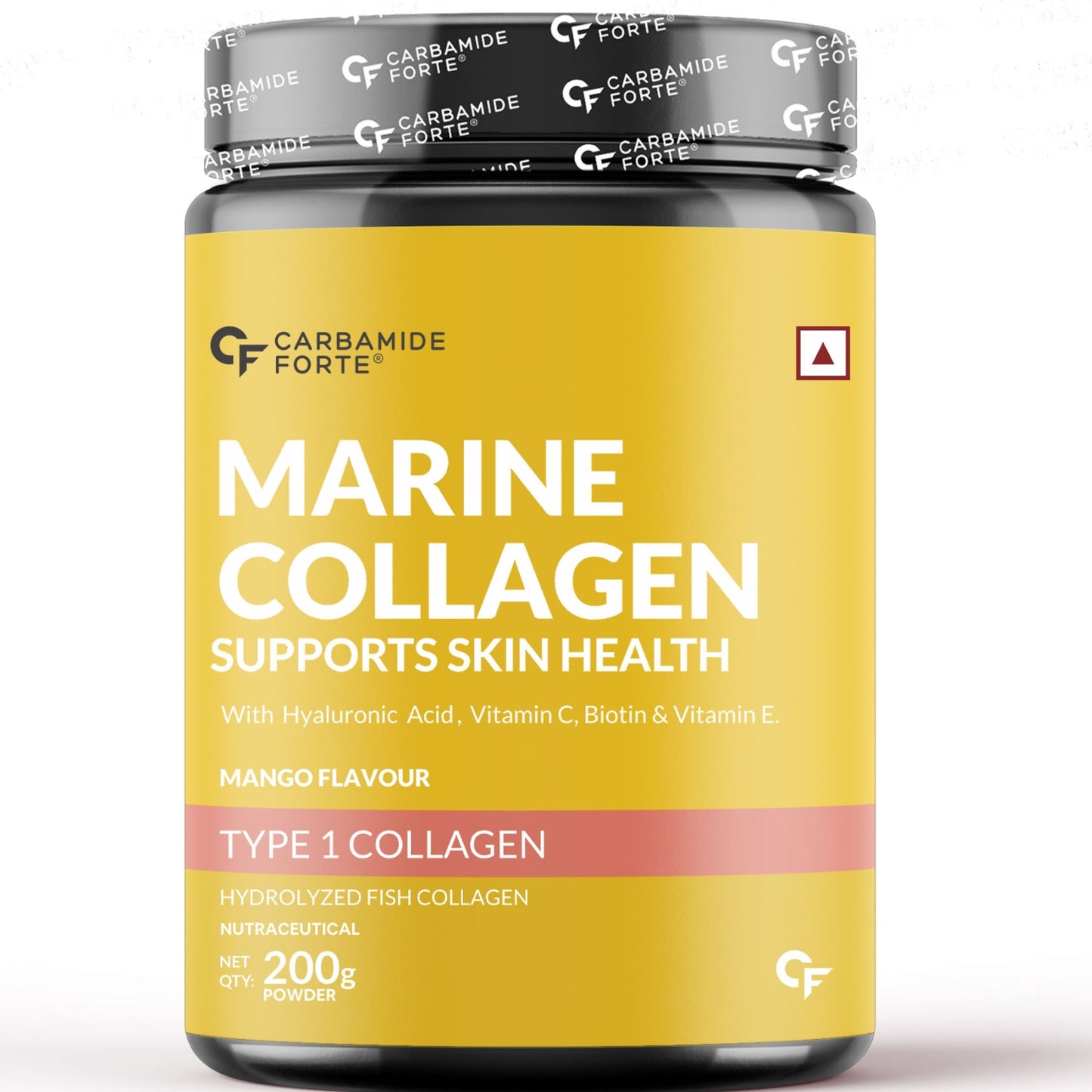 Carbamide Forte Marine Collagen Powder Supplement - for Skin Fish Collagen Powder for Women & Men - 200 Grams Powder - Alphanso Mango Flavour