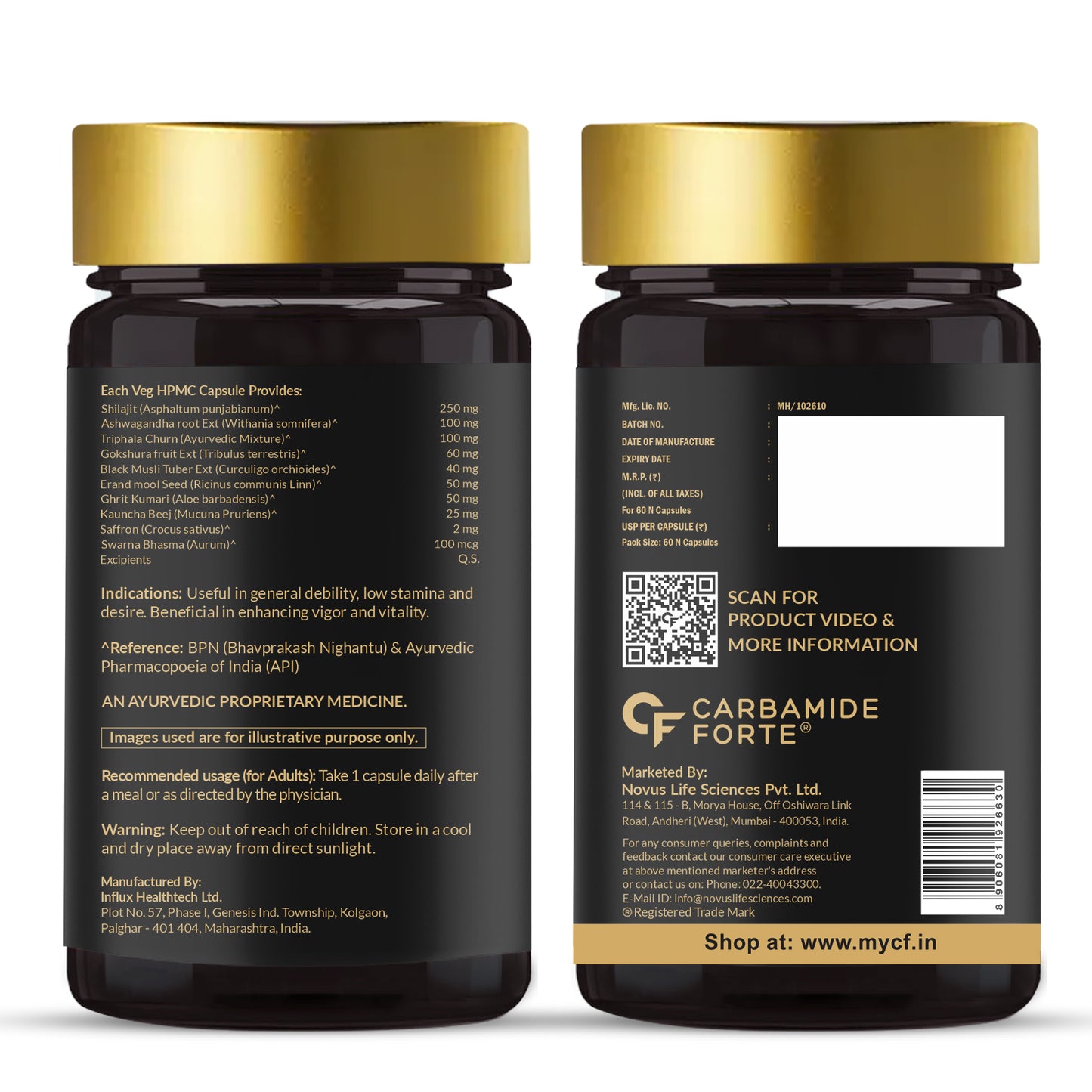 Carbamide Forte Shilajit Gold Capsules For Men | Himalayan Shilajit For Men | Shilajeet Gold Original | Shilajeet Capsule | 60 Shilajit Capsules
