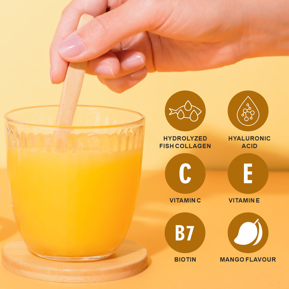 Carbamide Forte Marine Collagen Powder Supplement - for Skin Fish Collagen Powder for Women & Men - 200 Grams Powder - Alphanso Mango Flavour