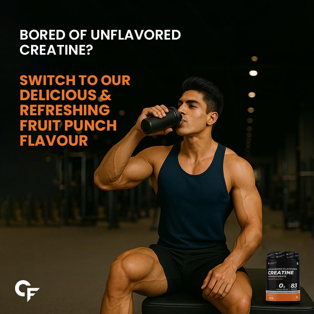 Carbamide Forte Creatine Mono hydrate Powder | Micronized Creatine Monohydrate 308gm | Micronized Monohydrate Creatine Supplement for Lean Muscle, Strength & Energy - Orange - 33 Servings - 308g
