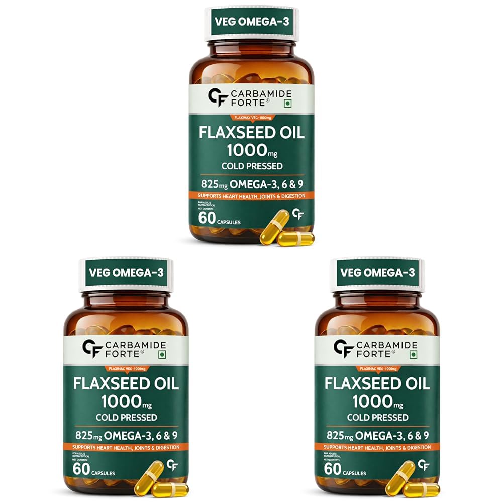 Flaxseed Oil Capsules 1000mg with Omega 3, 6 & 9 - 60 Capsules