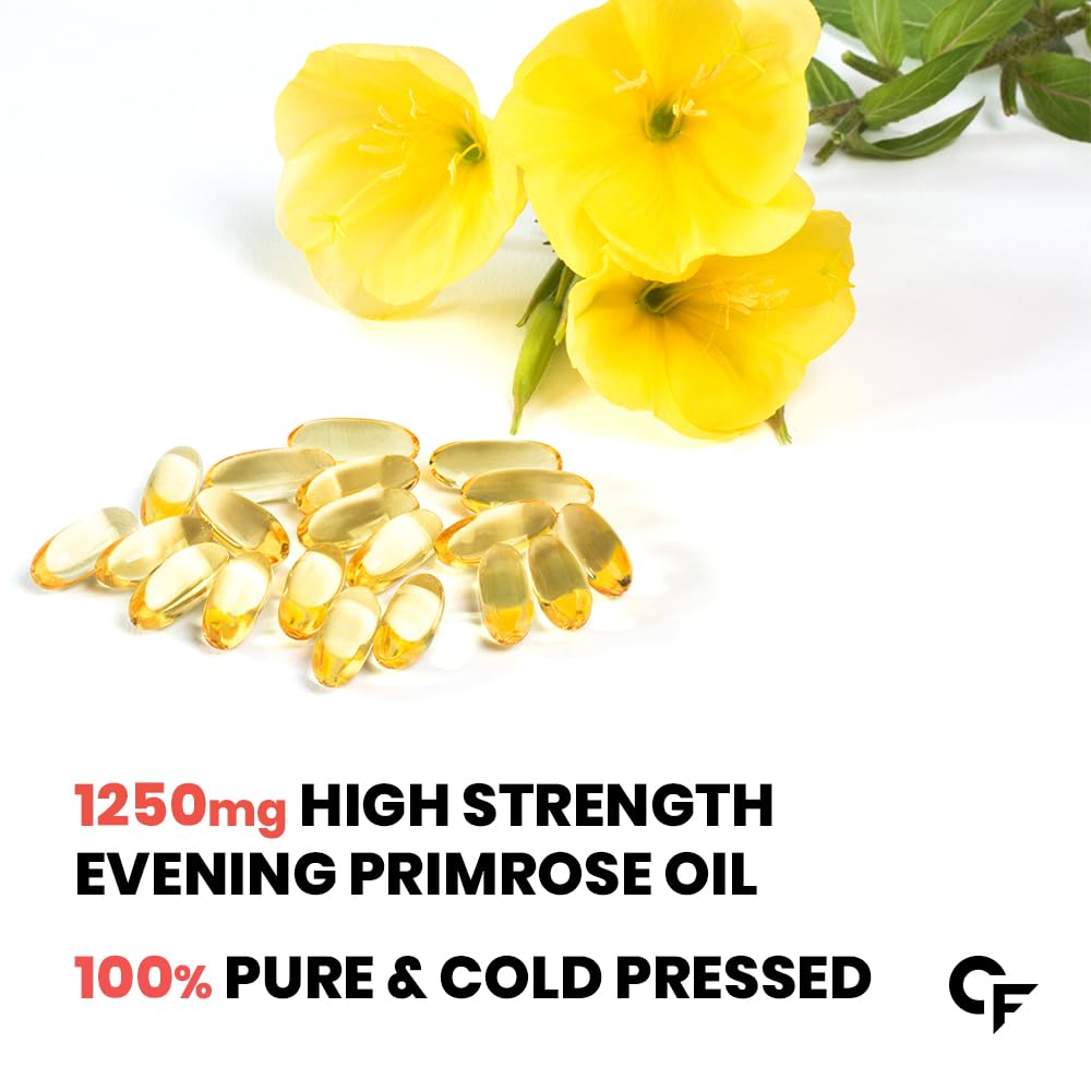 Carbamide Forte Evening Primrose Oil Capsules 1250mg For Women | 100% Pure & Cold Pressed Primrose Oil Capsules | Primosa 1250mg May Support Immunity Boost & Skin Health | Support Hormonal Balance | Hexane & Paraben Free | 60 PrimroseOil Capsule