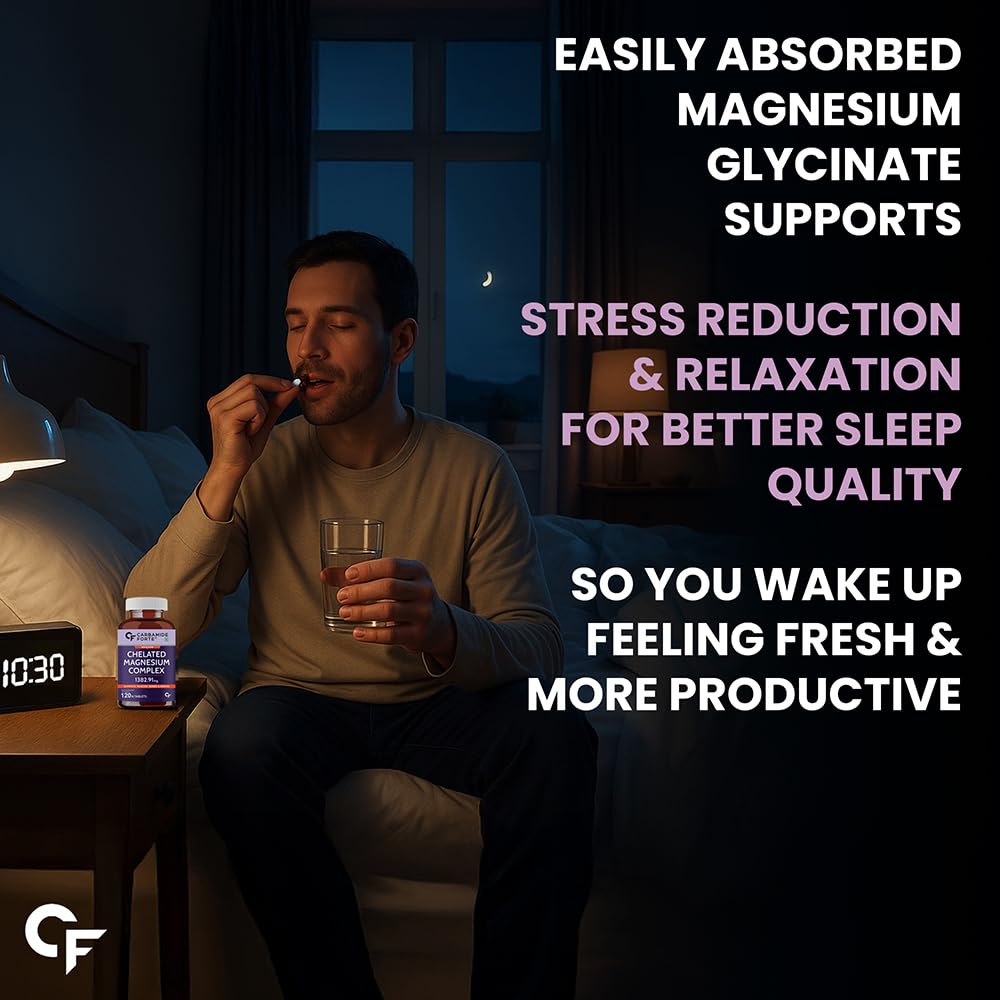 Carbamide Forte Chelated Magnesium Citrate Oxide Supplement | Triple Magnesium Supplement Supports Bones Muscles & Nerves 1382.91mg Per Serving - 120 Veg Tablets