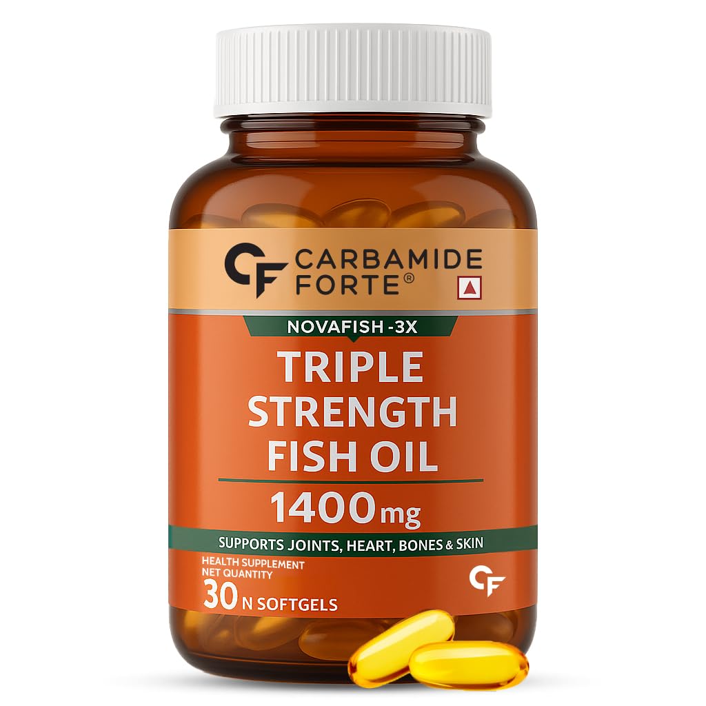 Carbamide Forte Triple Strength Omega 3 Fish Oil Capsules 1400mg | Fatty Acid Supplements | Fish Oil | Omega 3 Supplement - 30 Capsules