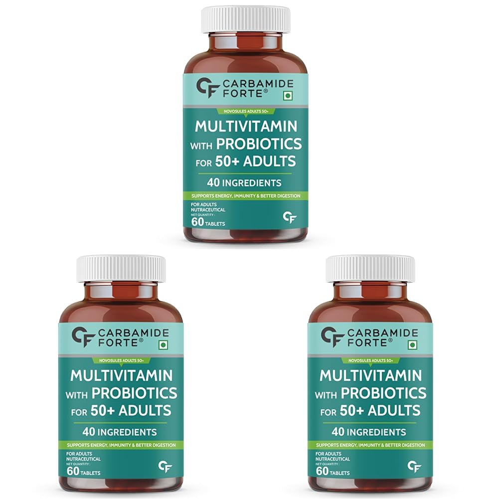 Multivitamin Tablets for Adults 50+ With Probiotics | Supports Immunity, Energy & Bone Health – 60 Veg Tablets
