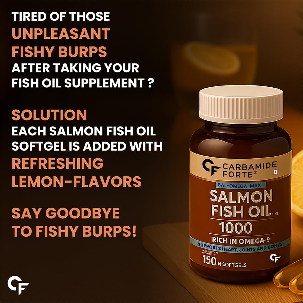 Carbamide Forte Salmon Fish Oil Omega 3 Capsule 1000 mg for Adults -Softgel Capsules 150 Count