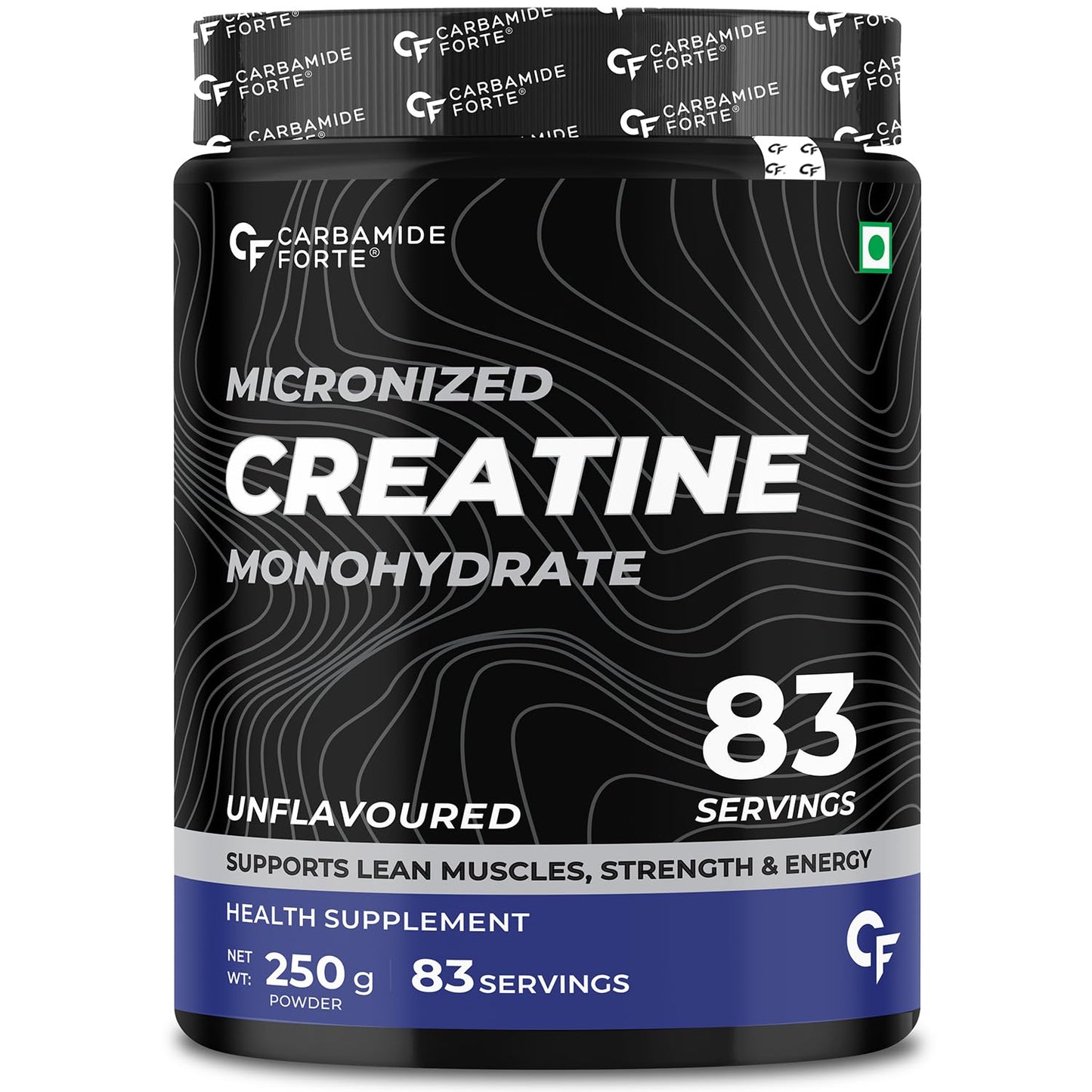 Carbamide Forte Monohydrate Creatine Powder | Micronized Monohydrate 250gm | Creatine Supplement for Lean Muscle Volumization, Strength & Energy - Unflavoured - 83 Servings - 250g