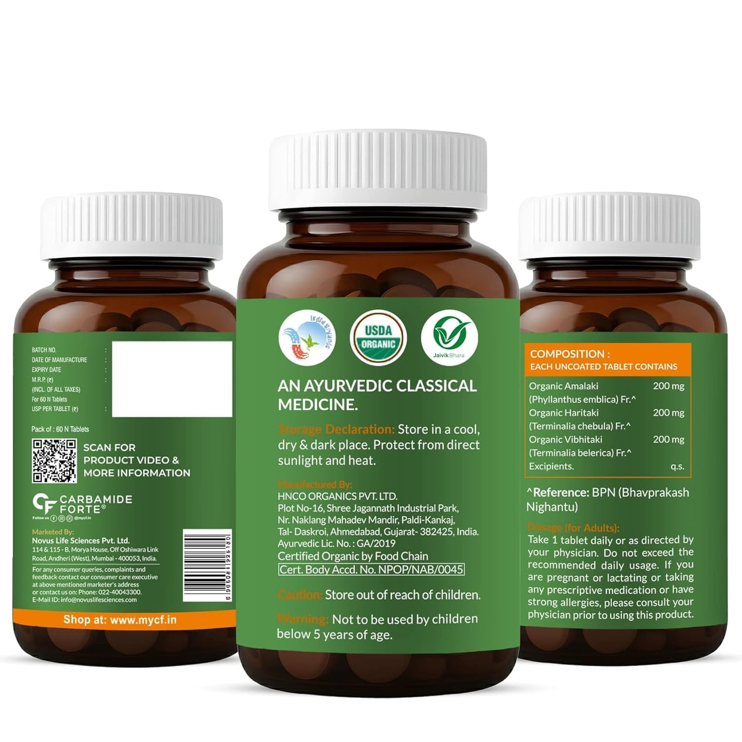 100% Organic Triphala Tablets | 60 Tablets