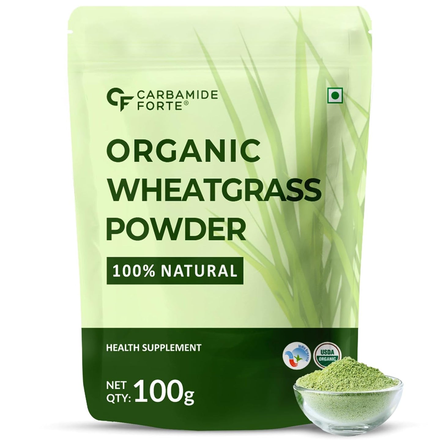 Carbamide Forte 100% Natural Organic Wheatgrass Powder | Wheat Grass Powder | Organic Wheatgrass Juice | Wheat Grass Juice - 100g