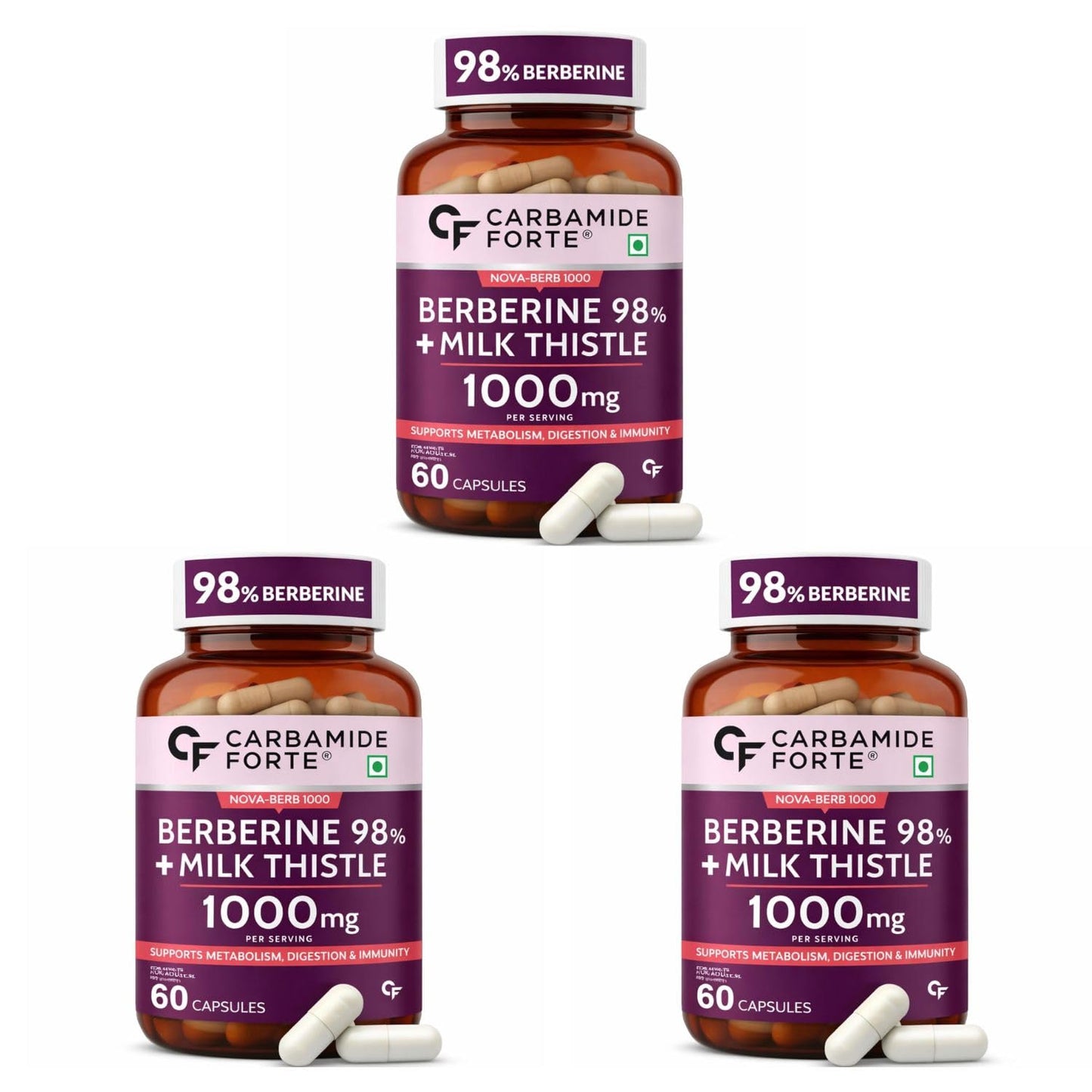 Berberine 98% with Milk Thistle – 1000mg Per Serving 60 Tablets