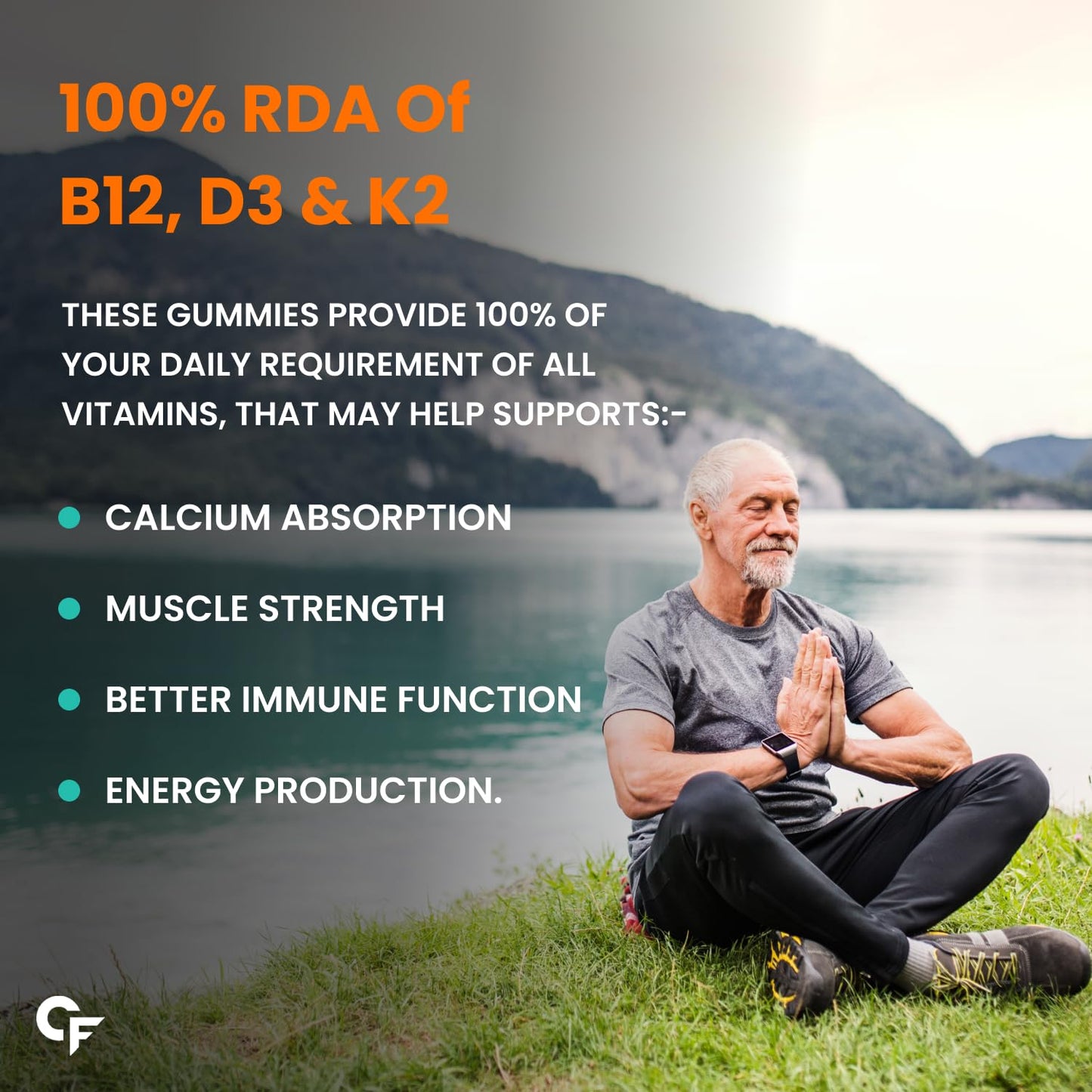 Carbamide Forte Vitamin D3 K2 MK7 & B12 Gummies | Vitamin B12 supplements | Vitamin D3 supplement & b12 for Women, Men & Kids | Mango Flavoured - 60 Veg Gummies
