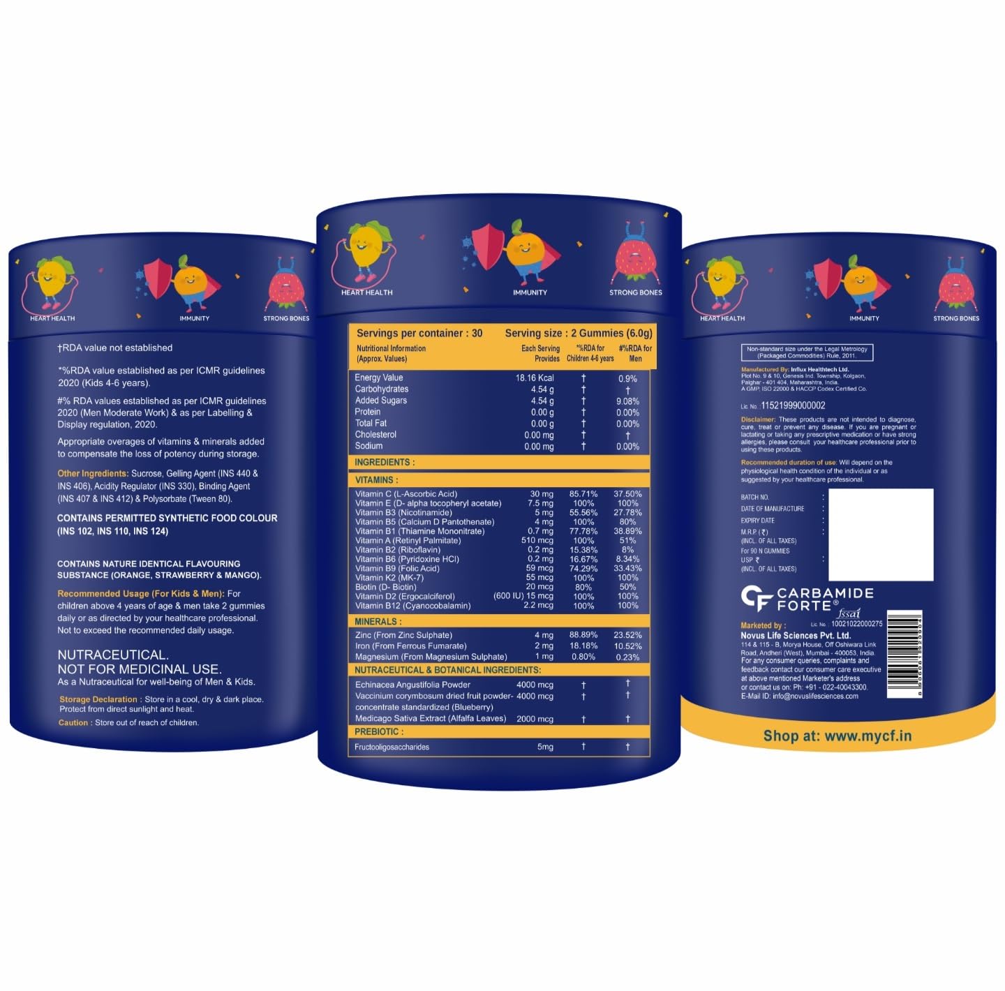 Carbamide Forte Multivitamin Gummy for Kids & Adults with Superfoods 60 Gummies