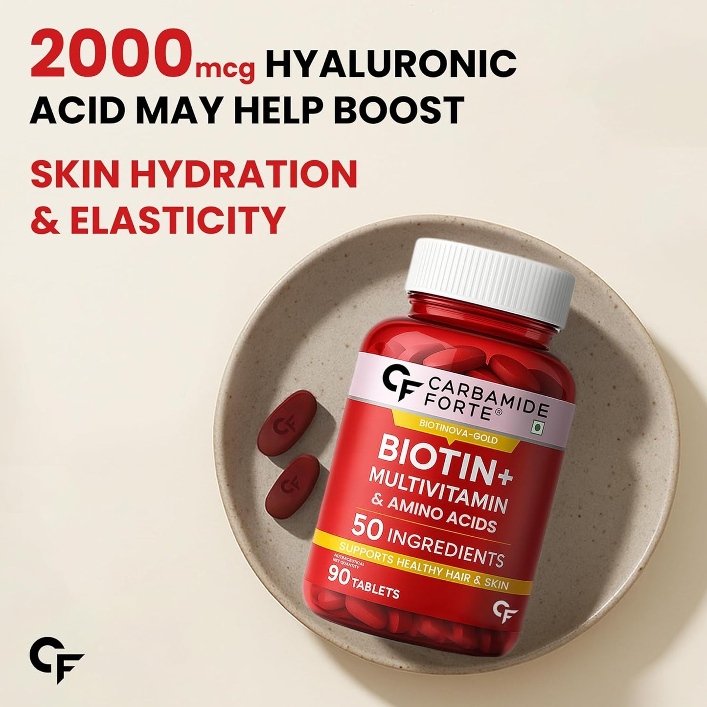 Biotin Supplement with 50 Multivitamin Ingredients for Women & Men | 90 Tablets