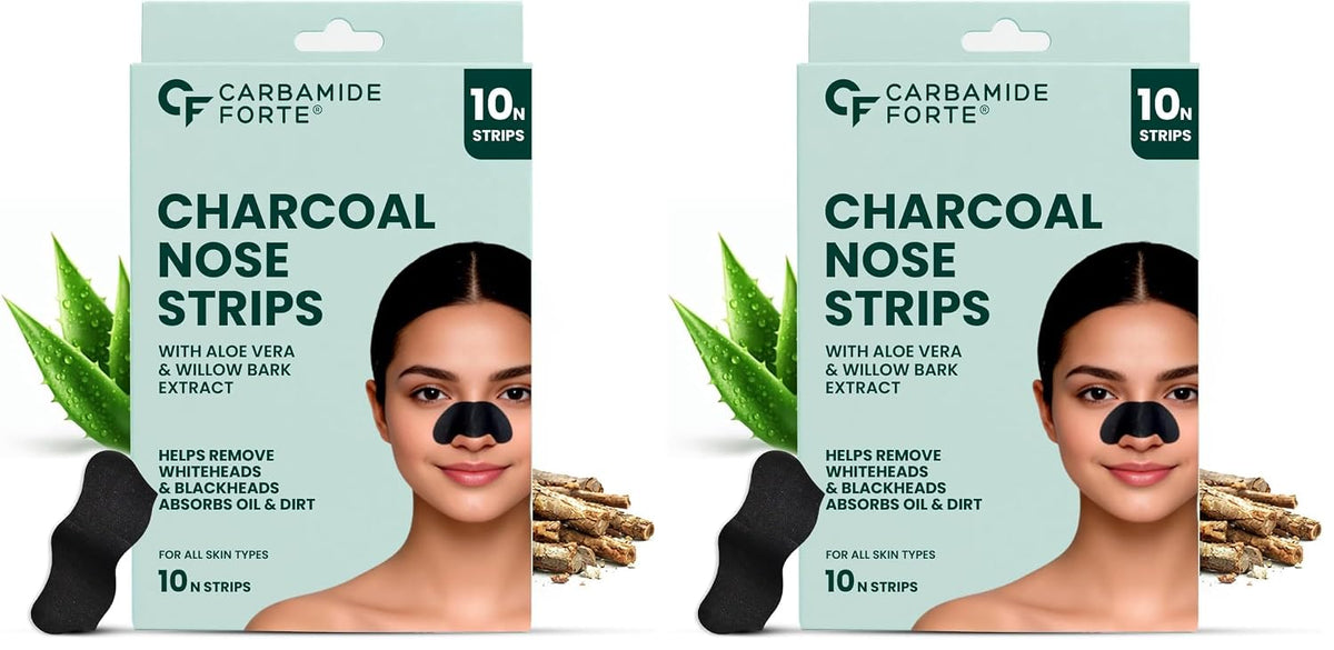 Charcoal Nose Strips for Blackhead Removal - 10 N Strips - Carbamide Forte - Pack of 2