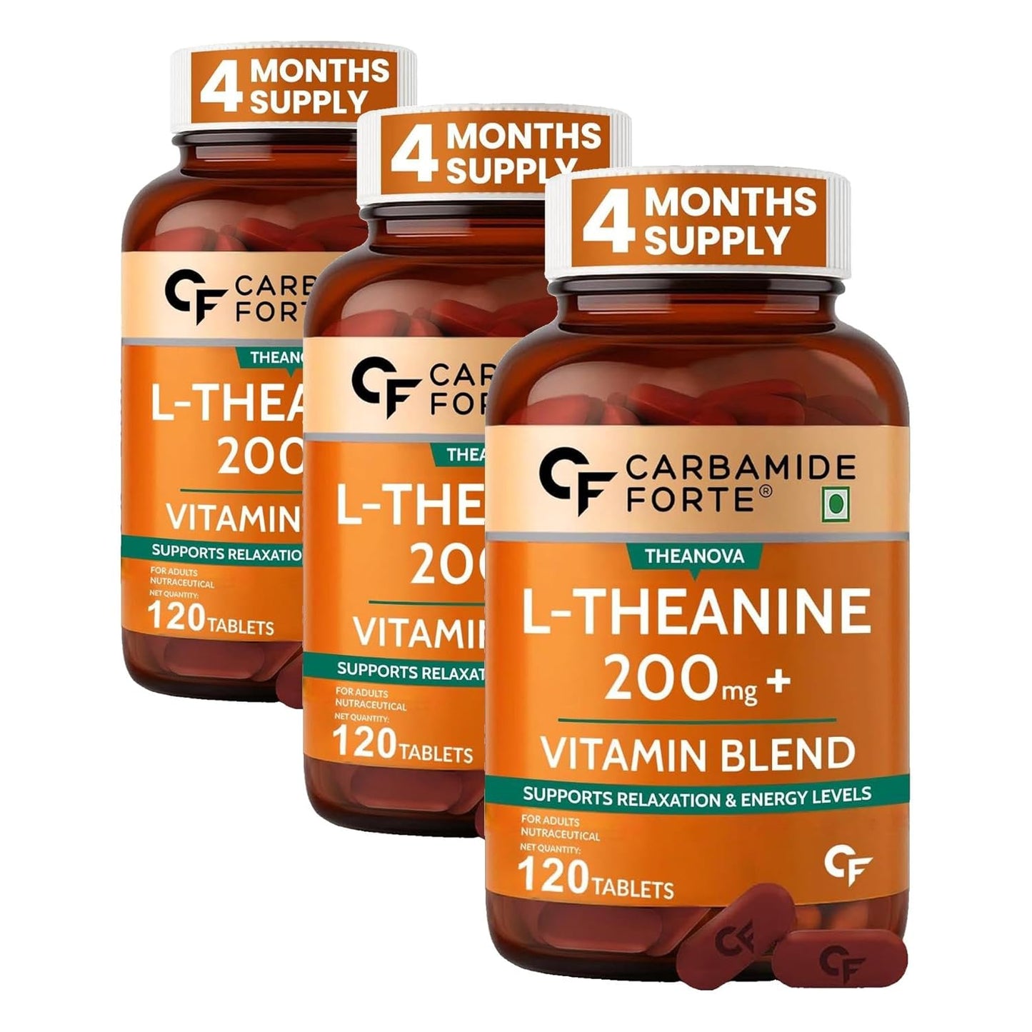 L-Theanine 200mg Tablets for Relaxation, Focus & Stress Balance – 120 Tablets