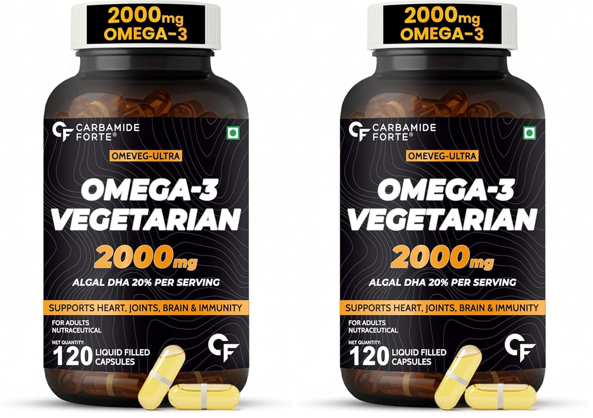 Veg Omega 3 2000mg - 120 Capsules - Carbamide Forte - Pack of 2
