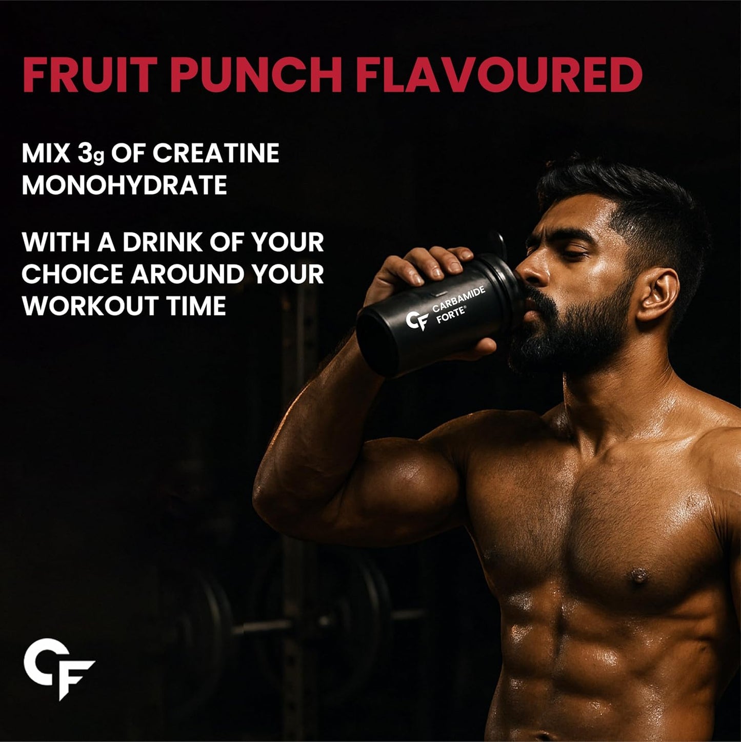 Carbamide Forte Creatine Mono hydrate Powder | Micronized Monohydrate Creatine 103gm | Micronized Monohydrate Supplement for Lean Muscle, Strength & Energy - Fruti Punch- 71 Servings - 250g