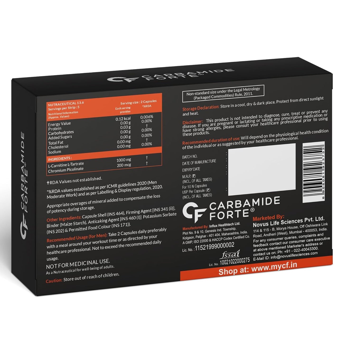 L-Carnitine 1000 mg for Active Lifestyles & Training Support | 10 Capsules