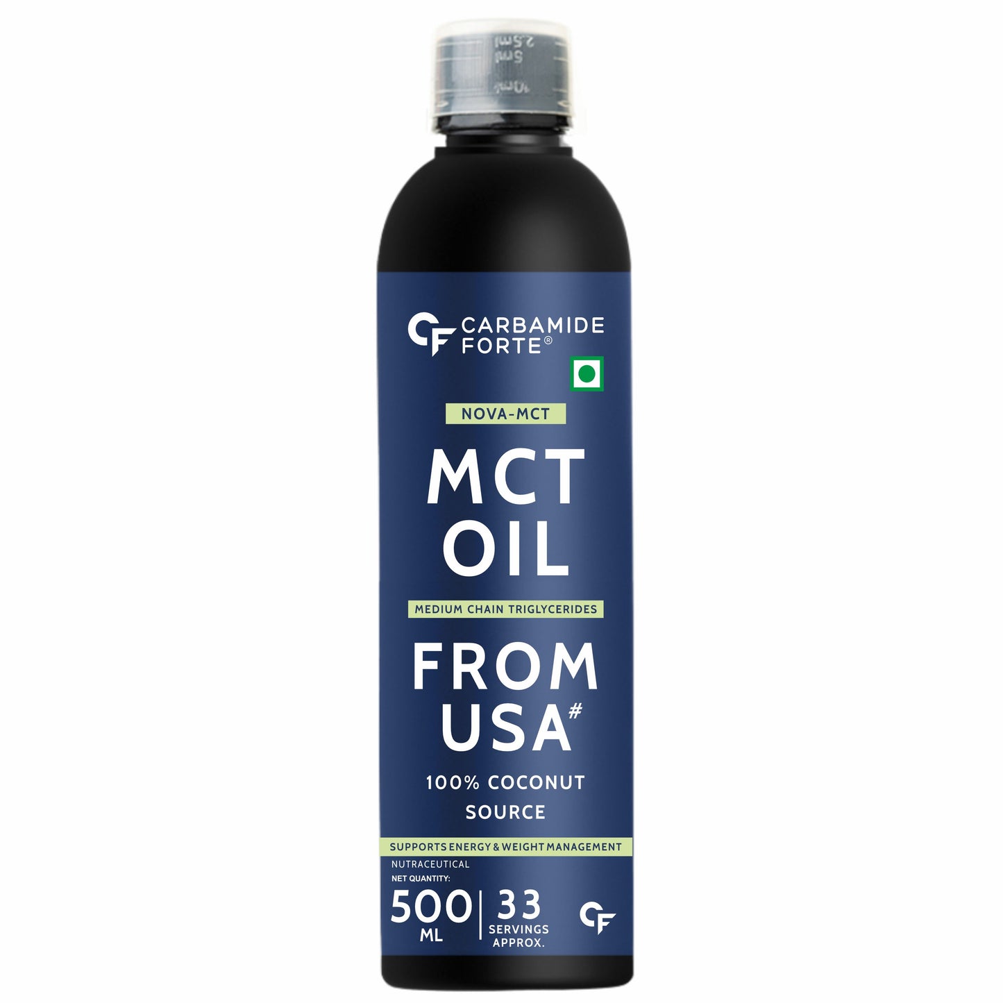 Carbamide Forte Pure MCT Oil C8 From USA | 100% Coconut Source | MCT Oil Keto & Paleo Friendly | Vegetarian – 500ml