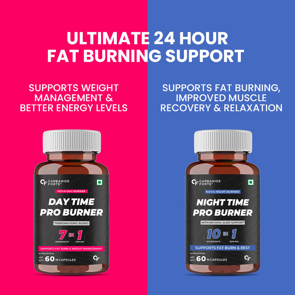 Carbamide Forte Day & Night Fat Burner for Weight Loss for Women and Men | With Garcinia Cambogia, great for Fat Weight Loss for Women and Men | 60 Weight Loss Supplement Capsules
