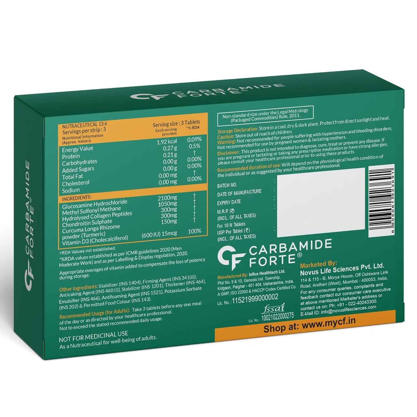 Glucosamine Chondroitin MSM 3900 mg | Joint Support | 10 Tablets