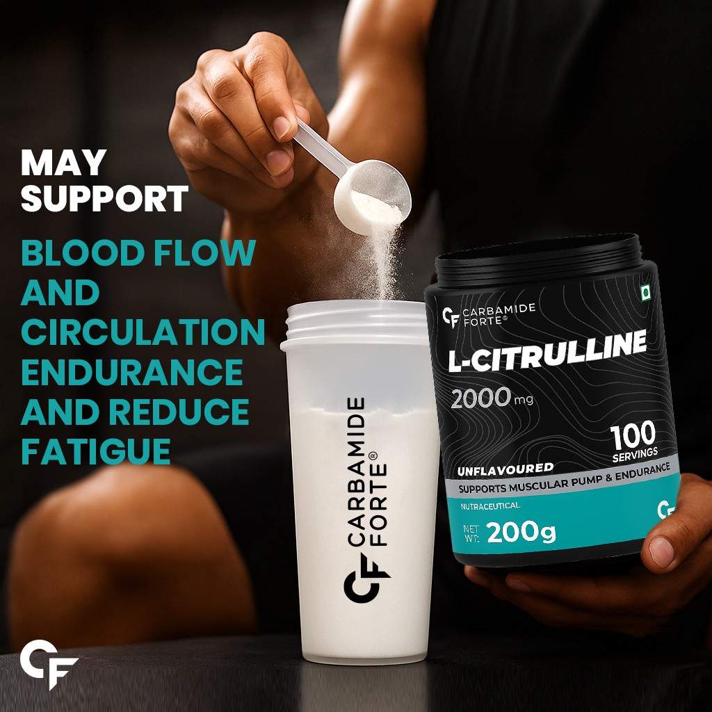 Carbamide Forte L Citrulline Powder 2000mg | Boosts Nitric Oxide, Pre Workout Supplements for Men & Women - Unflavoured - 100 SERVINGS - 200g