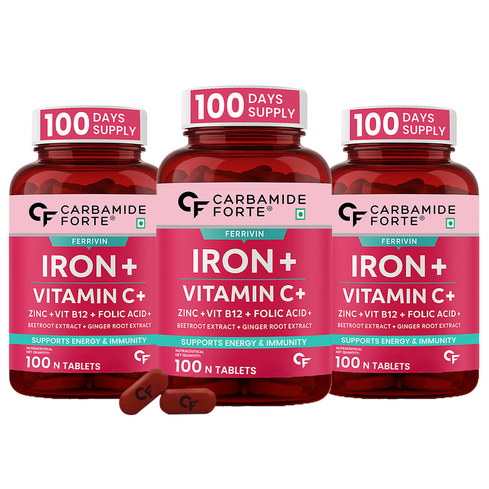 Chelated Iron with Vitamin C, B12 & Zinc – 100 Veg Tablets