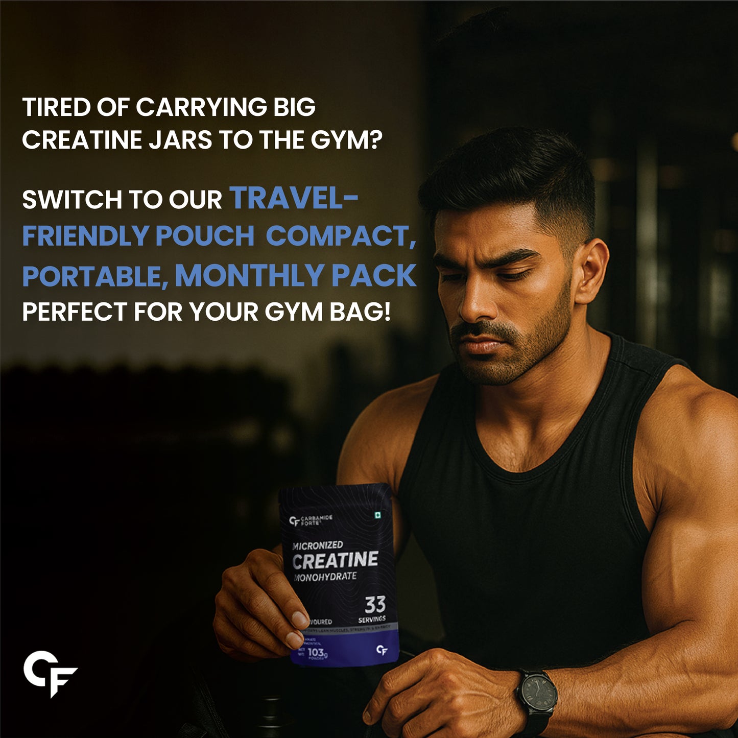 Carbamide Forte Monohydrate Creatine Powder | Micronized Monohydrate 103gm | Creatine Monohydrate Supplement for Lean Muscle, Strength & Energy - Unflavoured - 33 Servings - 103g