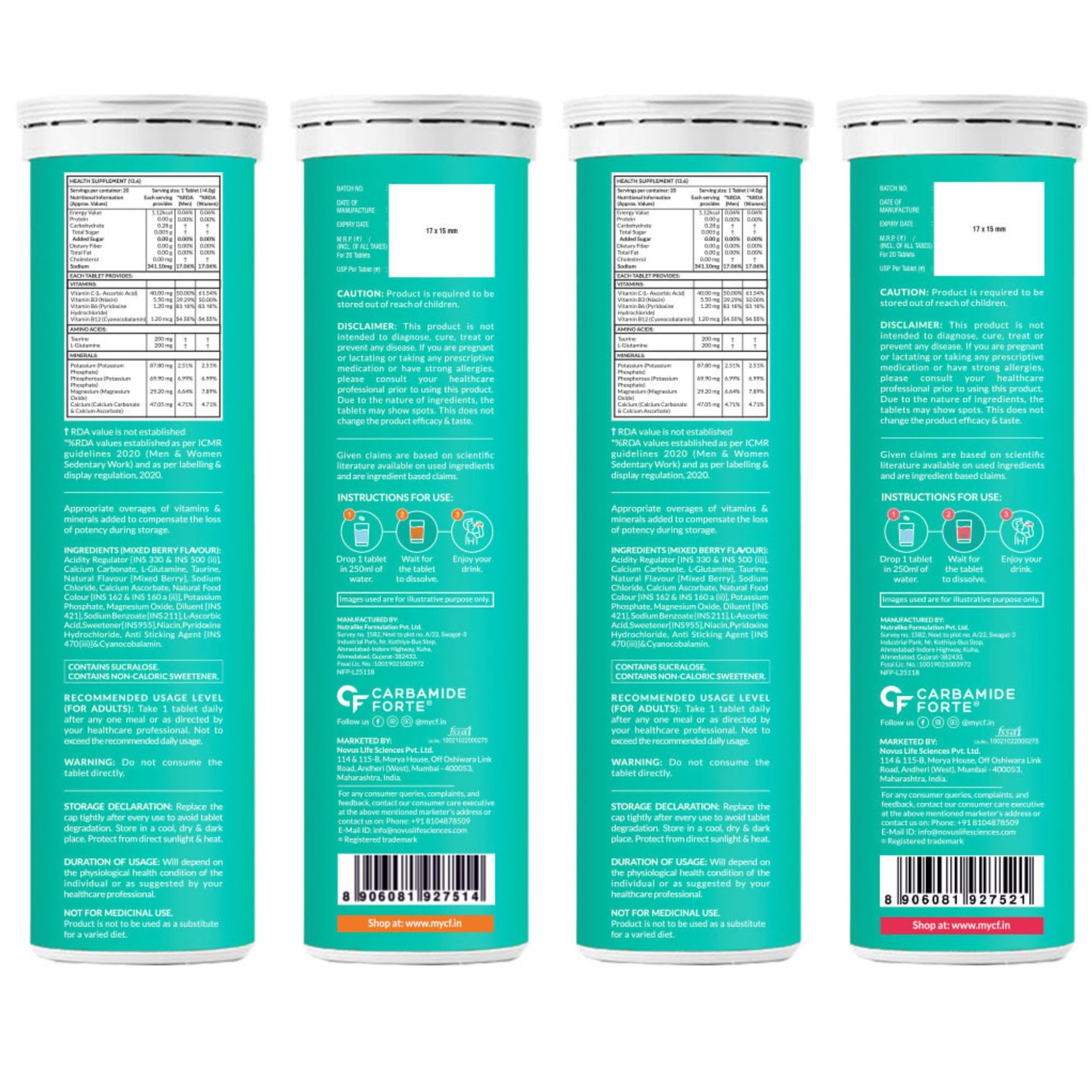 Electrolyte Effervescent Tablets for Hydration & Energy – No Sugar | 20 Tablets x 2