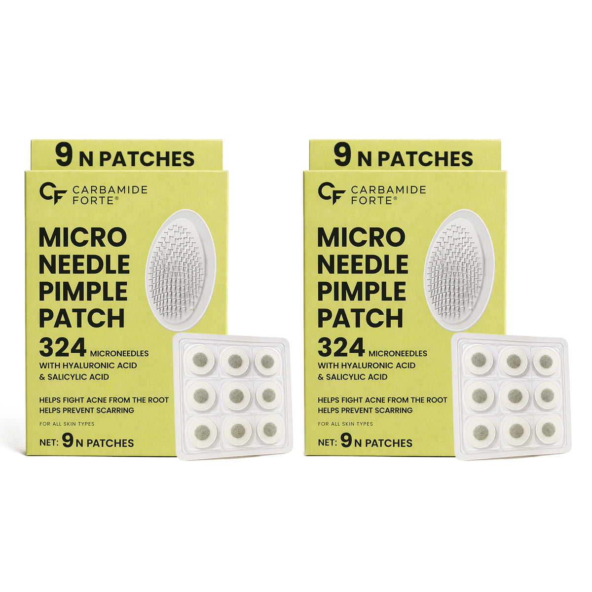 Microneedle Pimple Patches with Salicylic Acid - 9N Patches - Carbamide Forte - Pack of 2