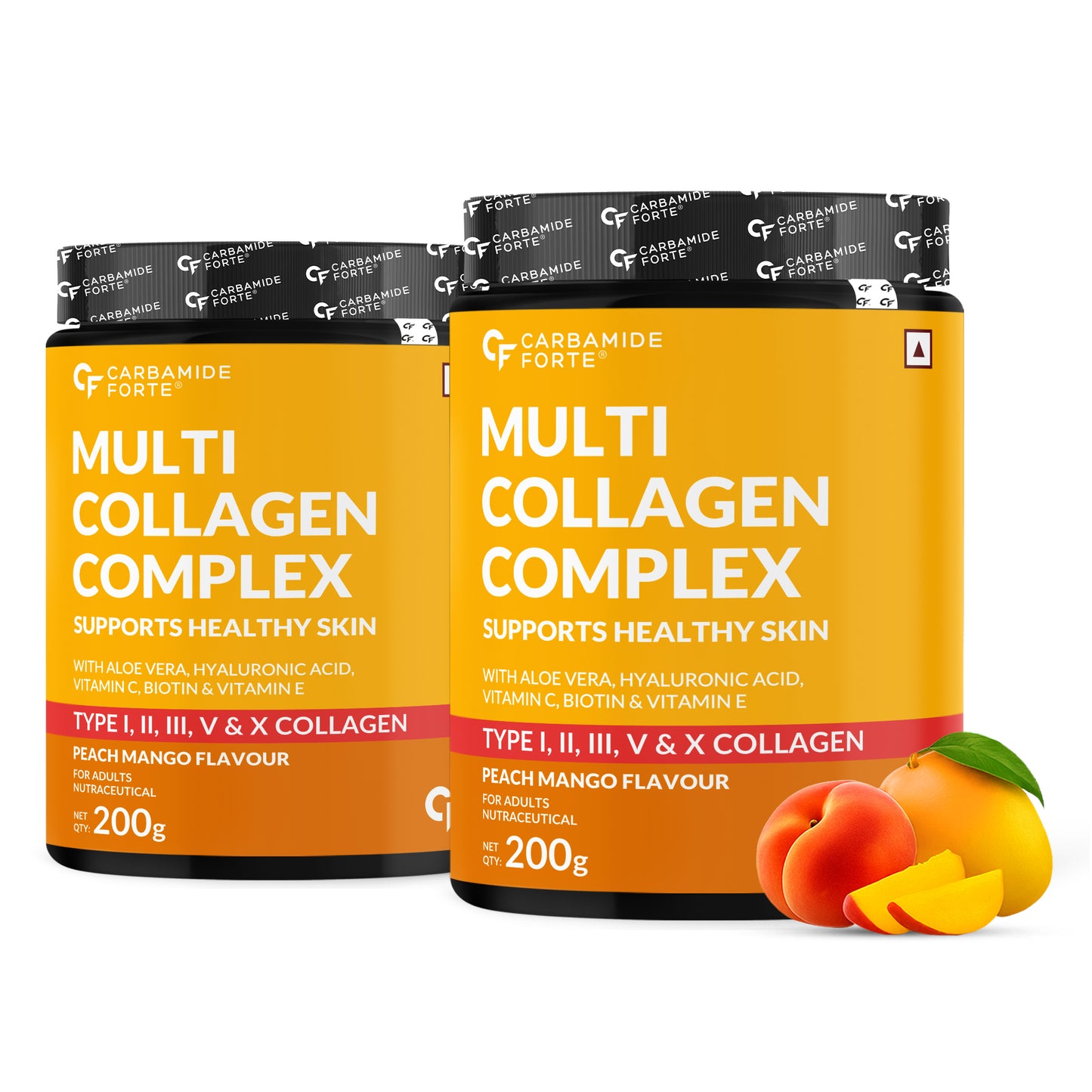 Multi Collagen Powder with 5 Types of Collagen Peptides (Type I, II, III, V, X) | Peach Mango Flavour