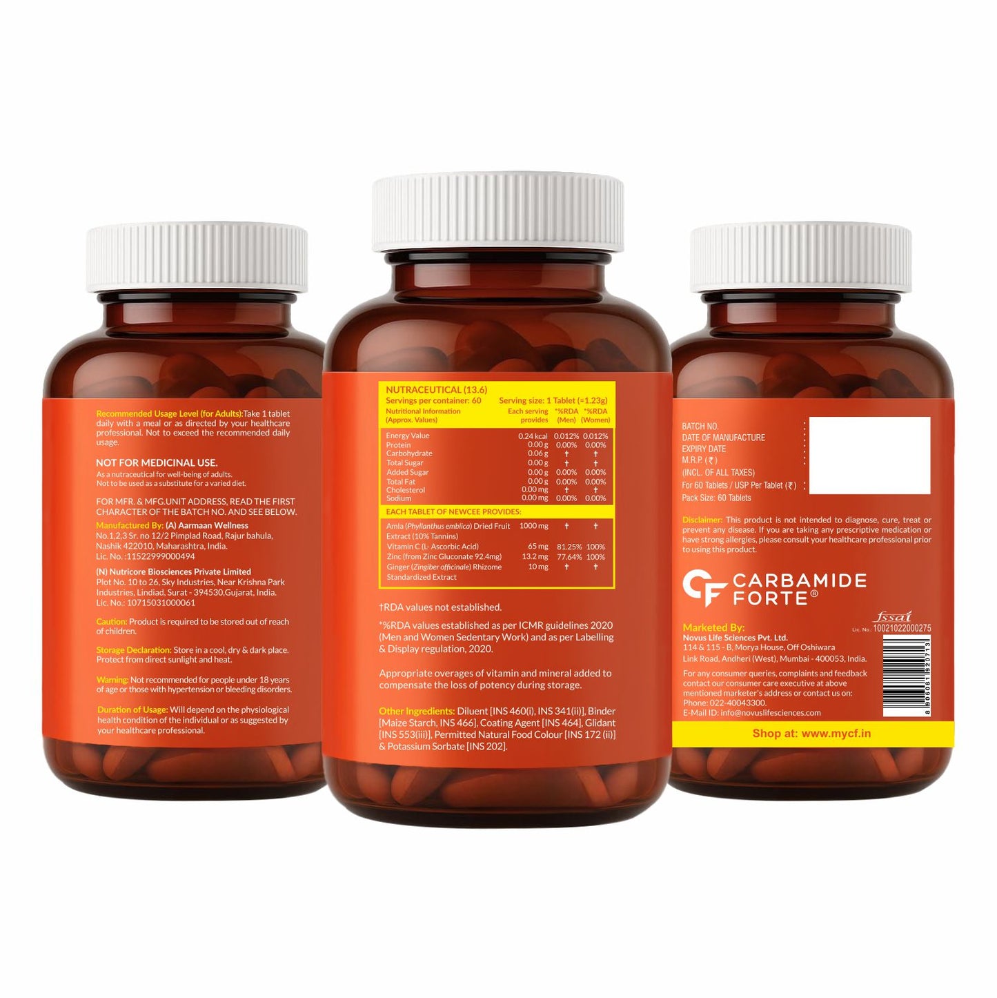 Natural Vitamin C from Amla with Zinc | 1000 mg | 60 Tablets