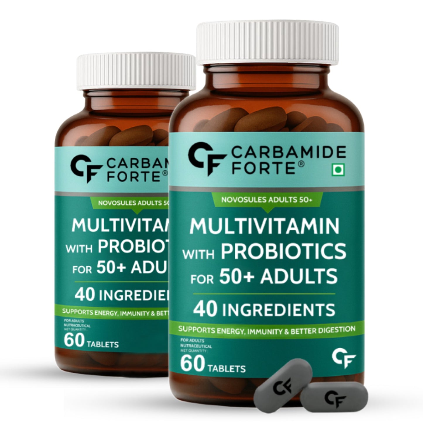 Multivitamin Tablets for Adults 50+ With Probiotics | Supports Immunity, Energy & Bone Health – 60 Veg Tablets
