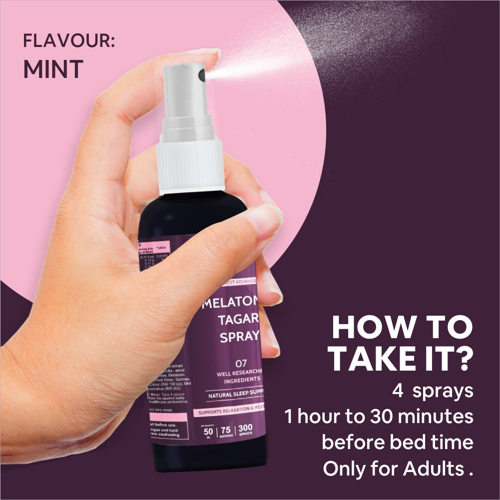 CF Melatonin Spray with Tagara & Chamomile - Sleeping Aid Supplement | Mint Flavour - 300 Sprays