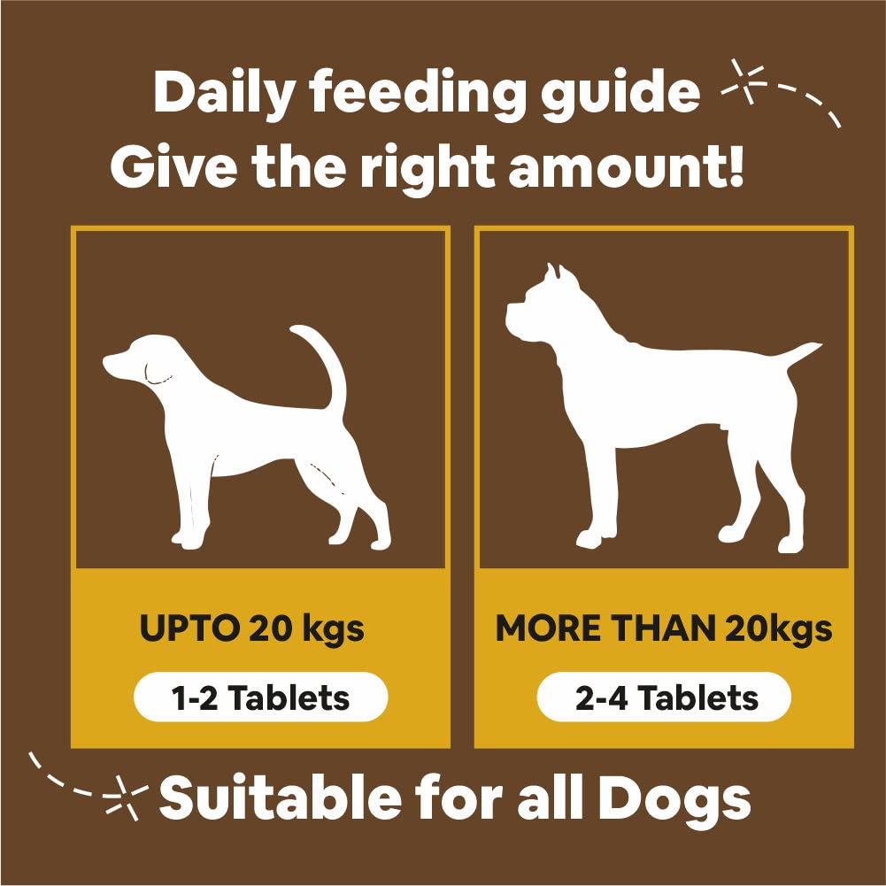 CF Pets Chewable Calcium Tablet - Calcium for Dogs Supplement with Vitamin D3, B12, Magnesium & Zinc | Chicken Flavour - 120 Tablets