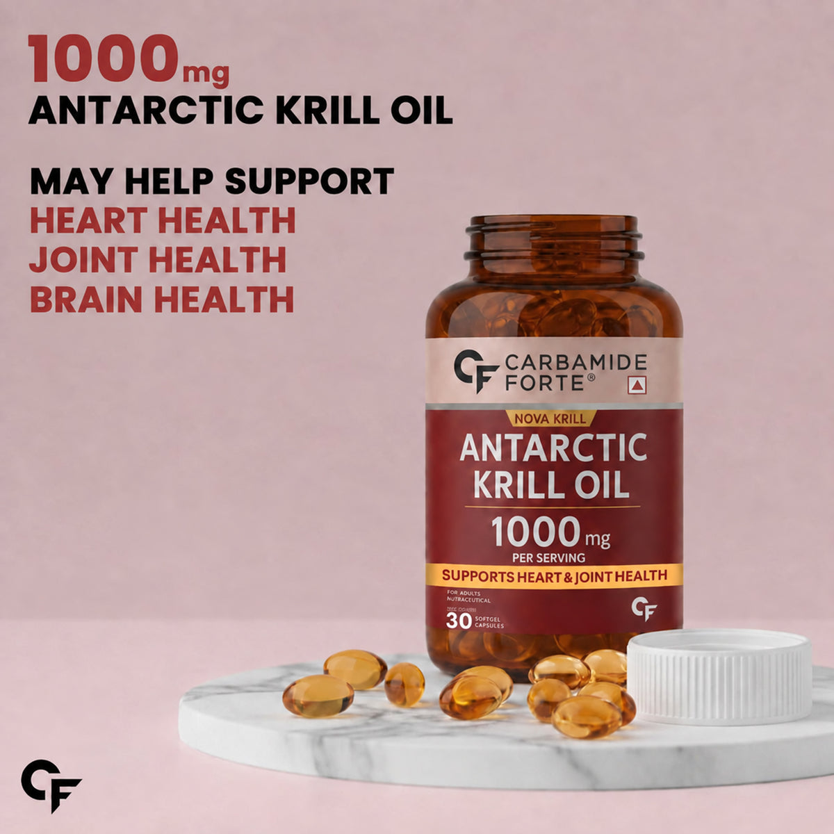 Antarctic Krill Oil 1000 mg – Omega-3 with Phospholipids & Astaxanthin for Heart, Brain & Joint Support