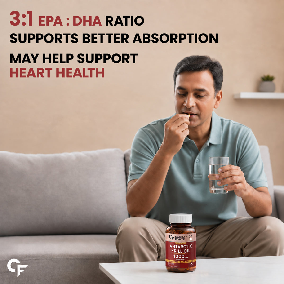 Antarctic Krill Oil 1000 mg – Omega-3 with Phospholipids & Astaxanthin for Heart, Brain & Joint Support