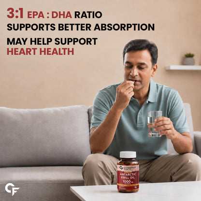Antarctic Krill Oil 1000 mg – Omega-3 with Phospholipids & Astaxanthin for Heart, Brain & Joint Support
