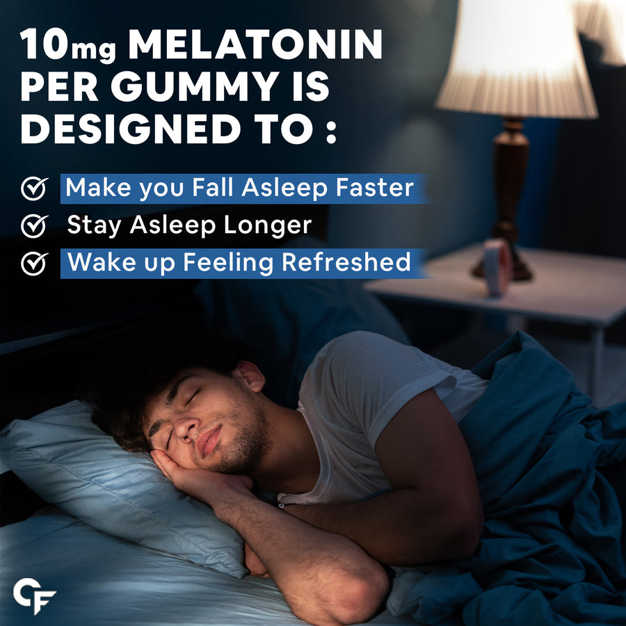 Carbamide Forte Melatonin 10mg sleep Gummies for Men & Women | Sleep Supplements- 60 Veg Gummies