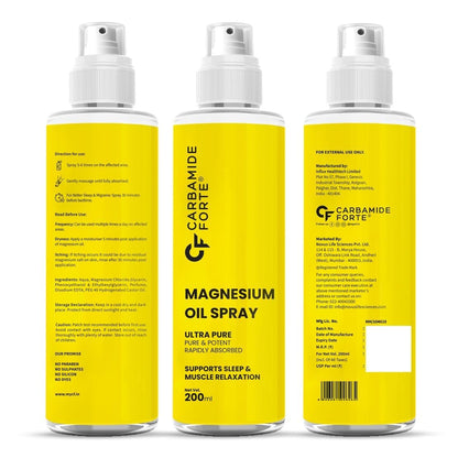 Carbamide Forte Magnesium Oil Spray | Topical Magnesium Spray | Magnesium Oil for feet, Sleep Support, Pain Relief & Muscle Recovery | Magnesium Oil 200ml