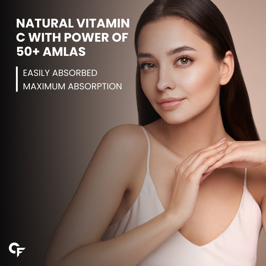 CF Natural Vitamin C 1000mg Amla Extract With Zinc For Immunity & Skincare - 60 Veg Tablets
