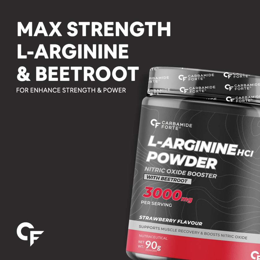 Carbamide Forte L Arginine Powder with Beetroot 3000mg - Strawberry Flavour - 90g