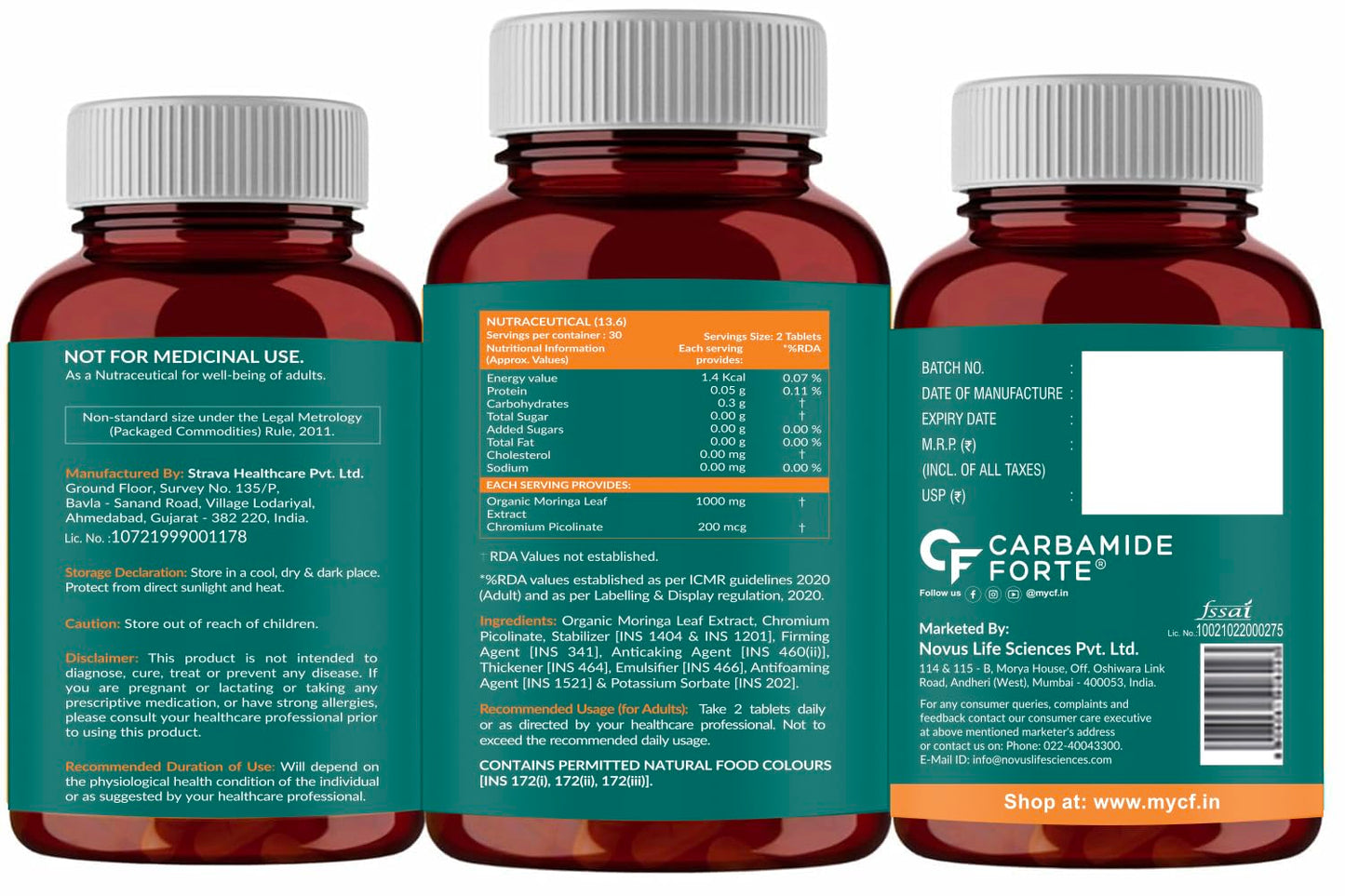 100% Organic Moringa 1000 mg | 60 Tablets