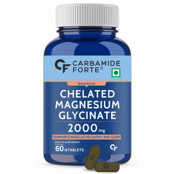 Carbamide Forte Chelated Magnesium Glycinate Supplement 2000mg Per Serving | Magnesium Supplement Supports Muscle Recovery & Better Sleep - 60 Veg Tablets