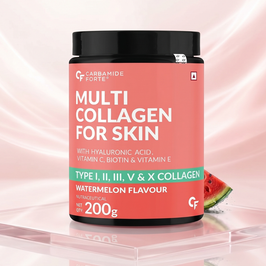 Hydrolyzed Multi Collagen Powder (Type I, II, III, V, X) – Marine-Sourced, Watermelon – 200 g for Skin, Hair & Joint Support