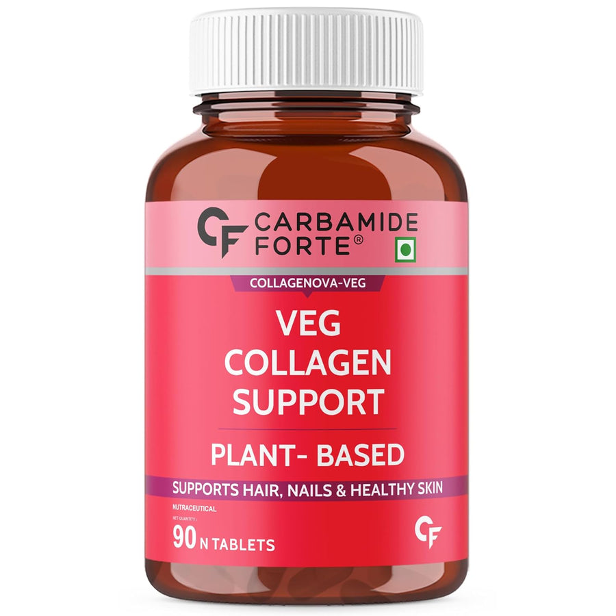 Carbamide Forte 100% Veg Collagen Builder, 90 Tablets | Plant Based Collagen Support Supplement for Skin & Hair