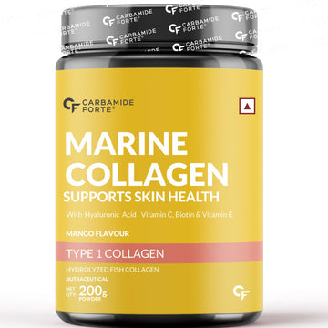 Carbamide Forte Marine Collagen Powder Supplement - for Skin Fish Collagen Powder for Women & Men - 200g Powder - ALPHANSO MANGO Flavour