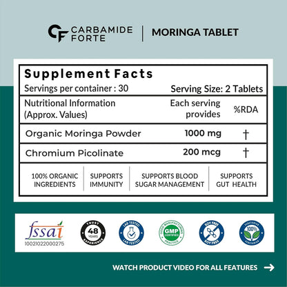 100% Organic Moringa 1000 mg | 60 Tablets