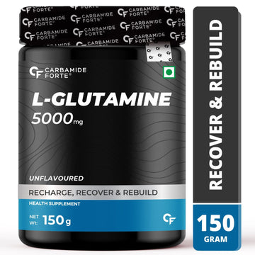 Carbamide Forte L Glutamine Powder 5000mg | L Glutamine Supplement for Men | Post Workout Muscle Recovery Supplements for Men - Unflavoured - 50 SERVINGS - 150g